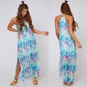 Beach Waves Snake Print Maxi Dress